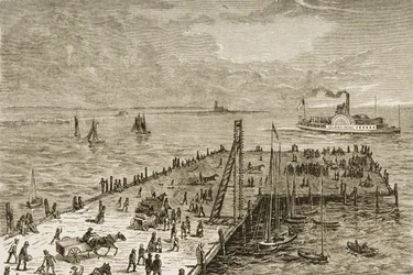 Kaien på Nantucket Island, Massachusetts på 1870-tallet, ca. 1880